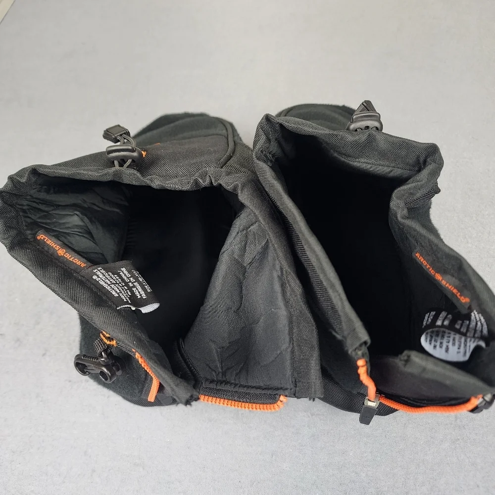 Arctic Shield Black Boot Liners Large 10-11 Orange Detail Zip Up Back
